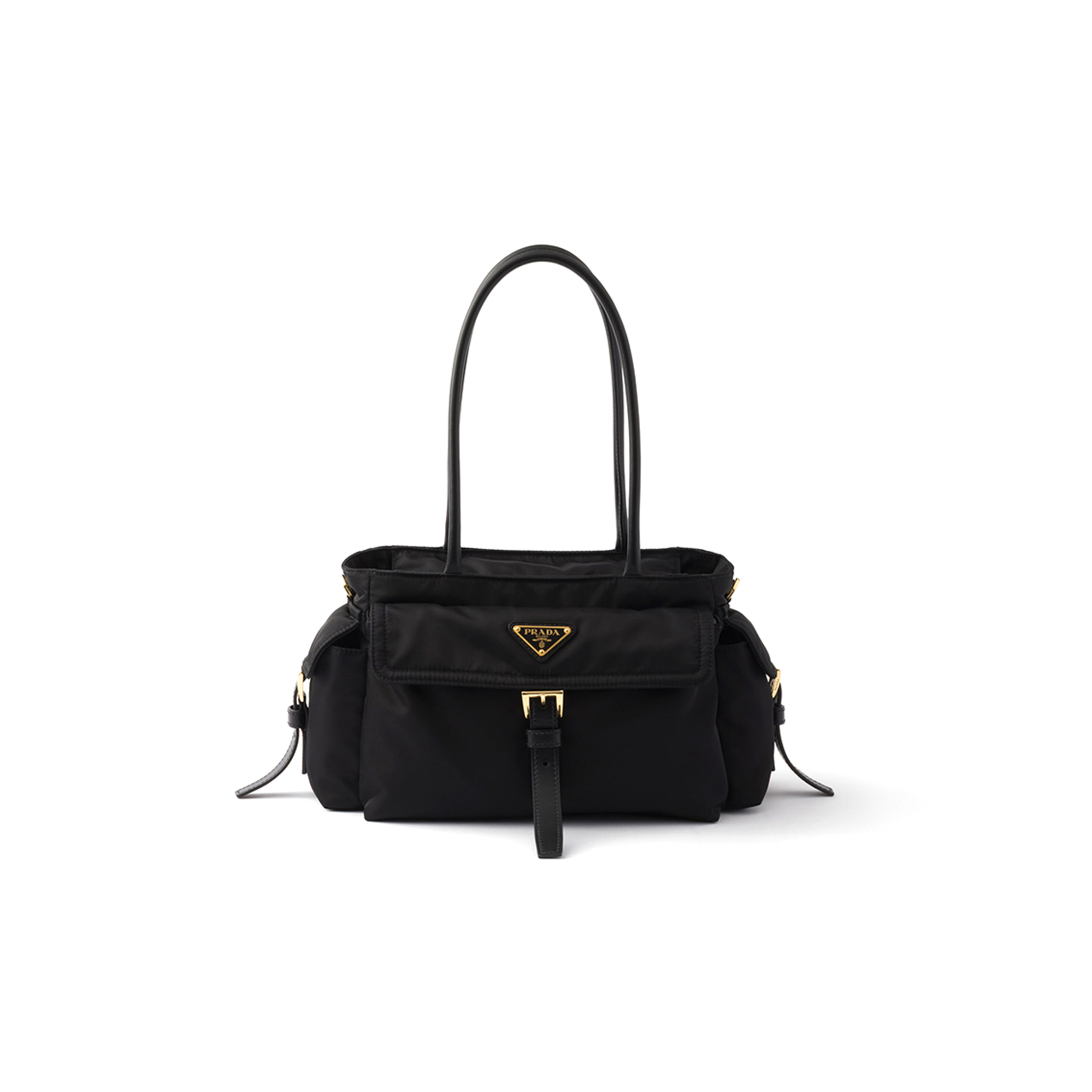 Pra*a explore medium re-nylon and leather tote bag 1bg596 (31*17*11cm)
